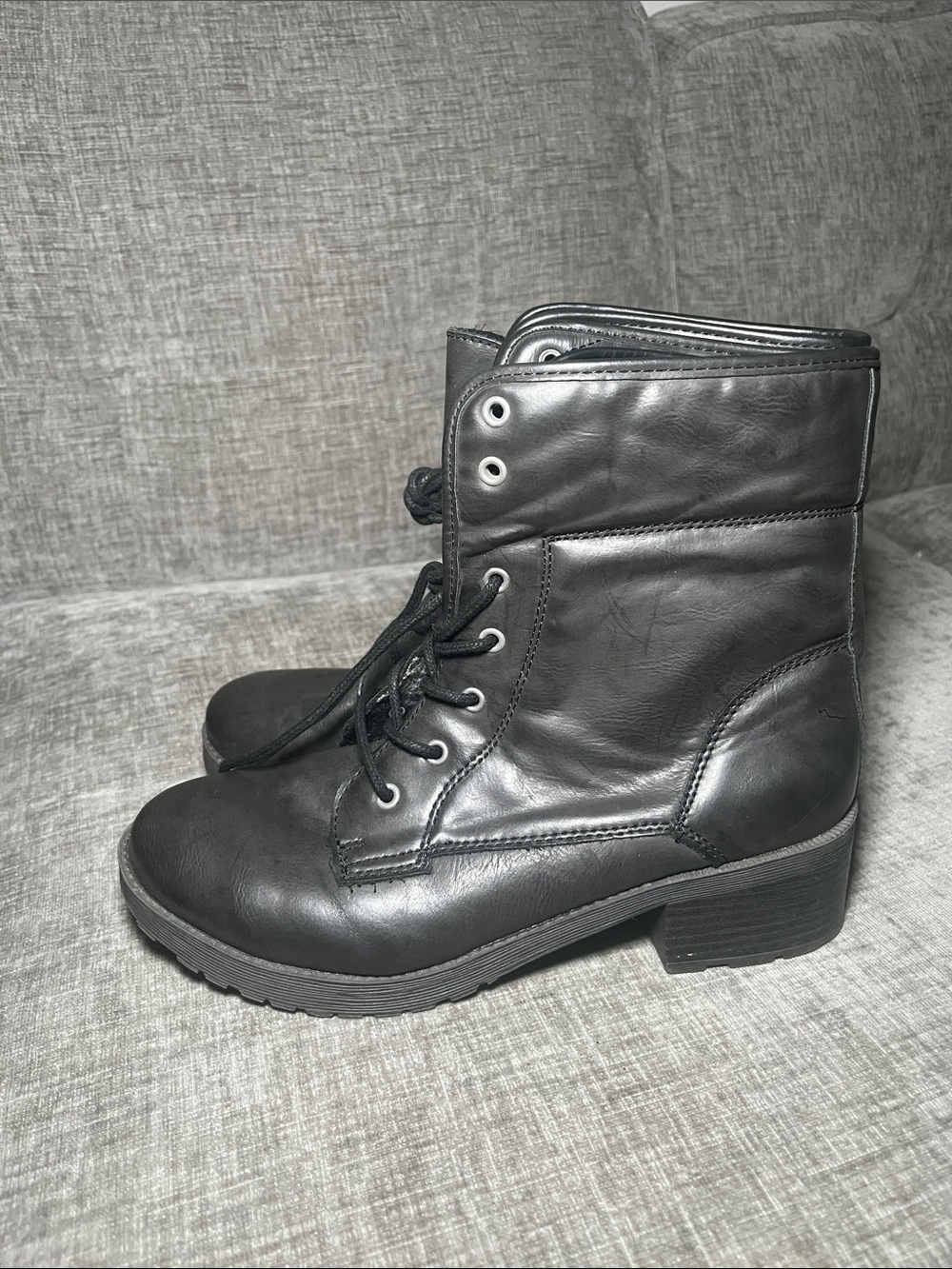 Women's Black Lace-Up Combat Boots
